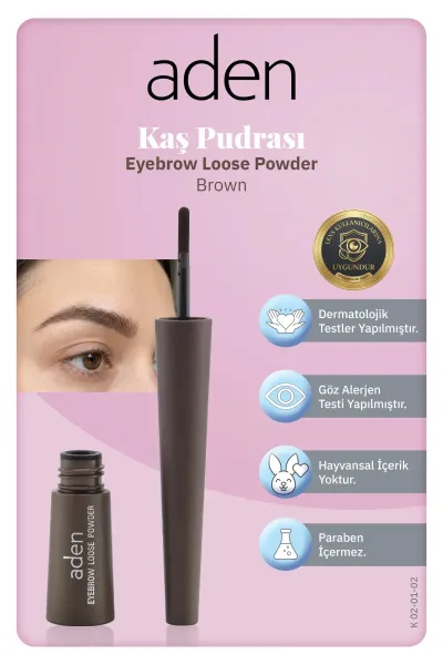 Aden Eyebrow Loose Powder - Kaş Pudrası 02 Brown(Kahverengi)