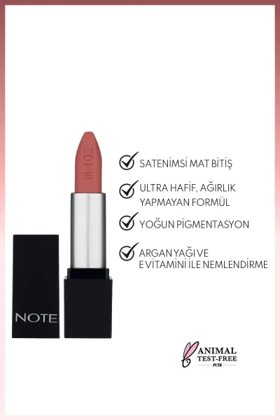 Note Ruj & Mattever Lipstick Yari Mat Saten Bitişli No: 06 Sunset Party Pembe