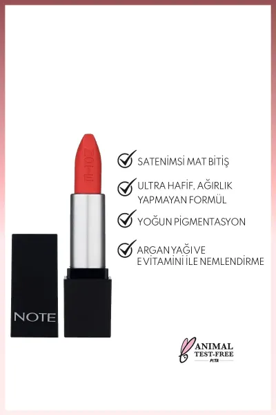Note Ruj & Mattever Lipstick Yari Mat Saten Bitişli No: 16 Me Grenadine Nar Çiçeği