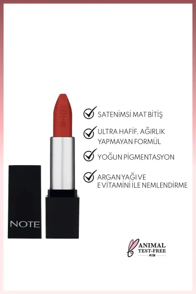 Note Ruj & Mattever Lipstick Yari Mat Saten Bitişli No: 17 Dress Red Kizil Kahverengi