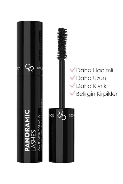 Golden Rose Panoramic Lashes All In One Mascara - Hacim Uzunluk ve Kıvırma Etkili Siyah Maskara