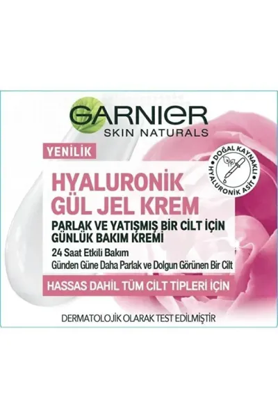 Garnier Yüz Bakım Kremi & Hyaluronik, Gül Özü, Parlak, Yatışmış Bir Cilt İçin Gündüz Kremi 50 ml
