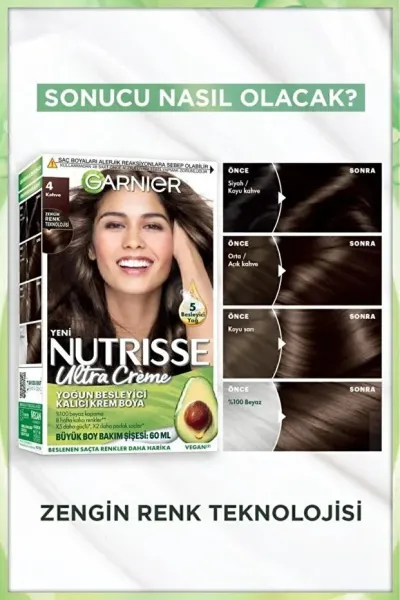 Garnier Nutrisse Saç Boyası & Ultra Creme No: 4 Kahve
