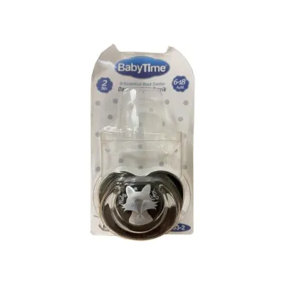 BabyTime Silikon Damaklı Koruyucu Kapaklı Siyah Gövdeli Emzik N.2 BT153-2
