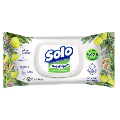 Solo Islak Mendil Doğal 50Lİ - Limon 50li
