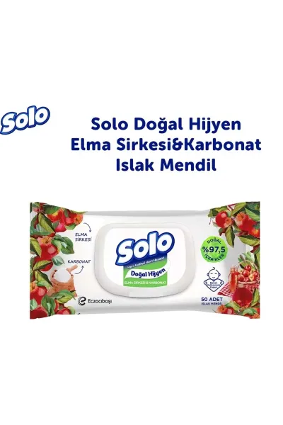 Solo Islak Mendil Doğal 50Lİ - ELMA SİRKESİ KARBONAT 50Lİ