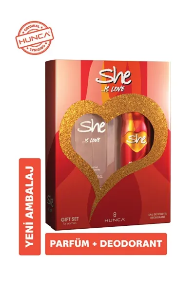 SHE Kadın Parfüm Seti Kalıcı Ferah Koku - LOVE Kadın 50 Ml Edt+150ml